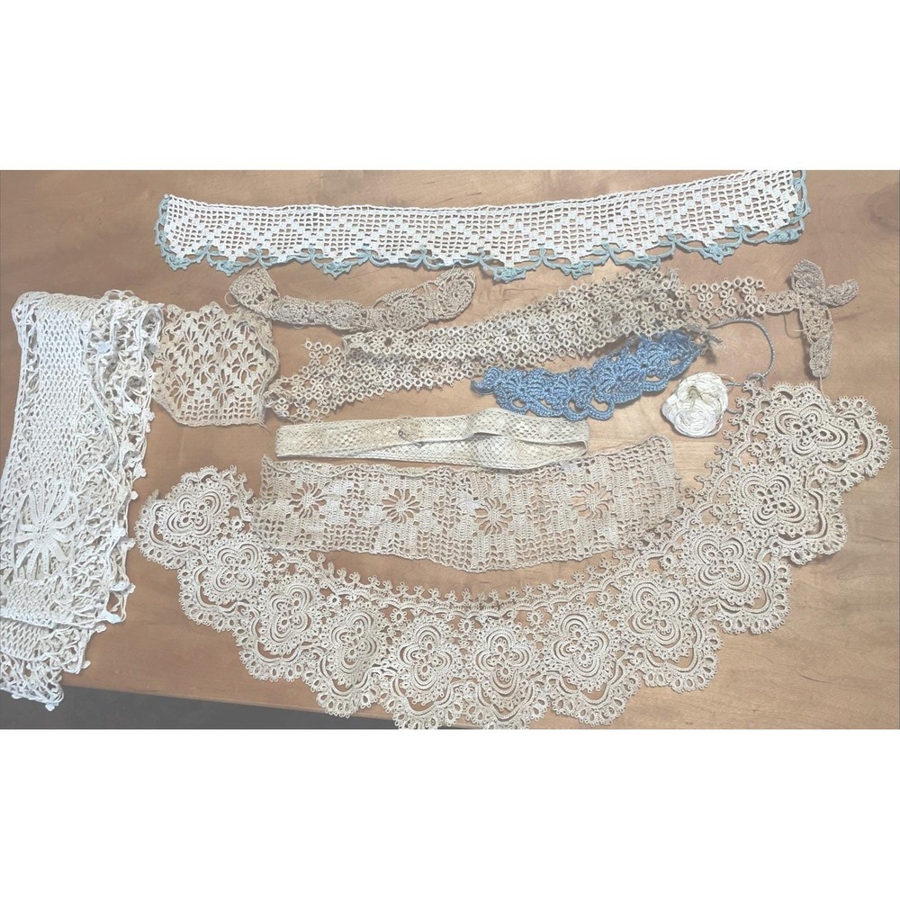 Lot Of VTG Crochet Edge Trim Lace Delicate Cottage Core Collar Accent Sewing 1
